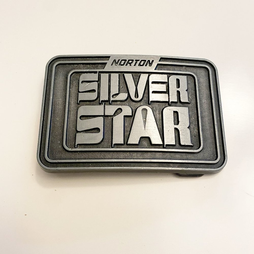 Vintage Norton Silver Star Belt Buckle Promotional Promo Pewter